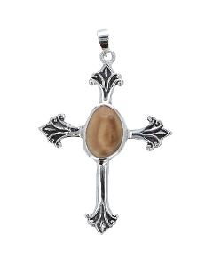Sterling Silver Cross Pendant with Elk Ivory